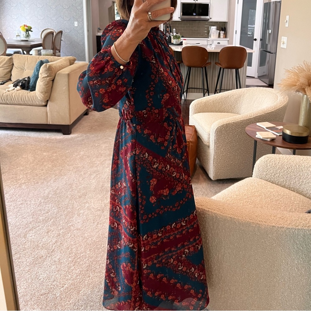 Julia Jordan Red and Blue Long Sleeve Dress - Picture 3 of 8